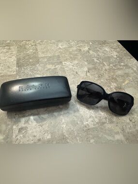 Ralph Lauren Matte Black Sunglasses with Logo Case